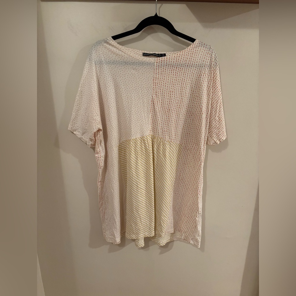 Guc Gudrun Sjoden Cream and Light Pink Mixed-Panel Top